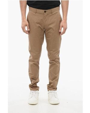 Michael Kors Stretch Cotton Skinny Fit Chinos Trousers With Belt Loops - Natural