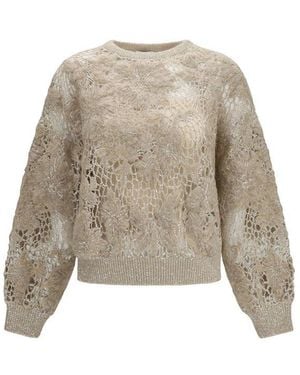 Brunello Cucinelli Beige Mohair Sweatshirt - Natural