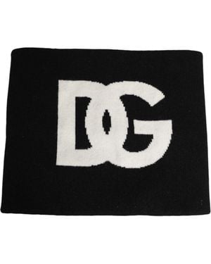 Dolce & Gabbana Black D&g Logo Cashmere Knitted Men One Size Scarf