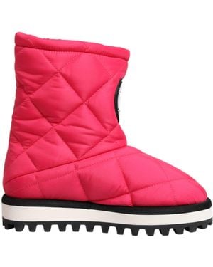 Dolce & Gabbana Pink White Viscose Padded Mid Calf Boots Shoes
