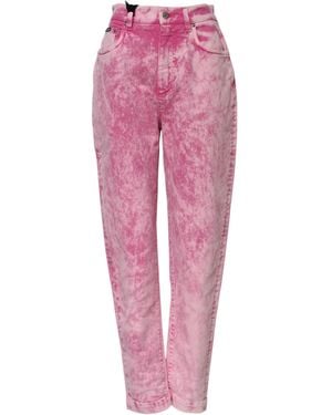 Dolce & Gabbana Pink Tie Dye High Waist Tapered Denim Jeans