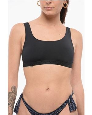 Armani Emporio Lycra Bra With Monogram Detail - Black