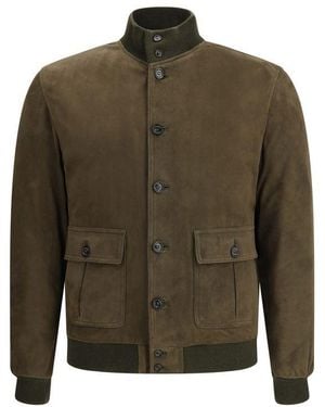 Valstar Brown Calf Leather Bos Taurus Bomber - Green