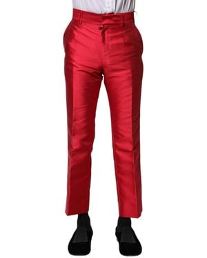 Dolce & Gabbana Silk Satin Trousers - Red