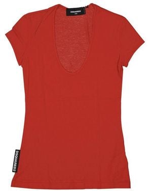 DSquared² Cotton T-Shirt With Side Logo Detail - Red