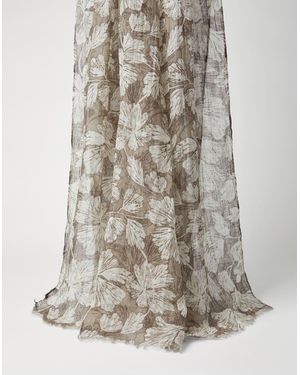 Brunello Cucinelli Floral Print Silk Scarf - Grey