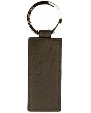 Neil Barrett Emerald Elegance Leather Keychain - Brown