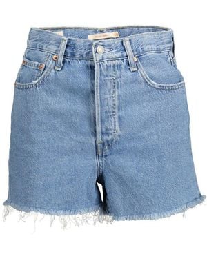 Levi's Chic Fringed Hem Denim Shorts - Blue