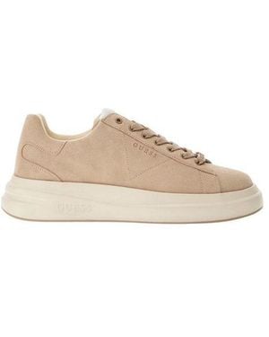 Guess Beige Suede Leather Low Top Sneakers - Natural