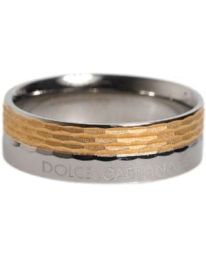 Dolce & Gabbana Tone Real Brass Dg Logo Ring - Grey
