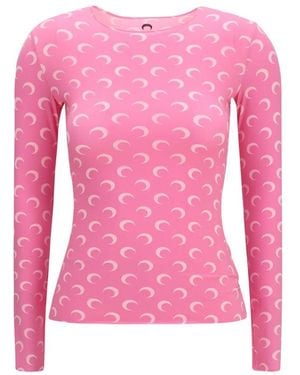 Marine Serre Multicolor Polyamide Long Sleeve T - Pink