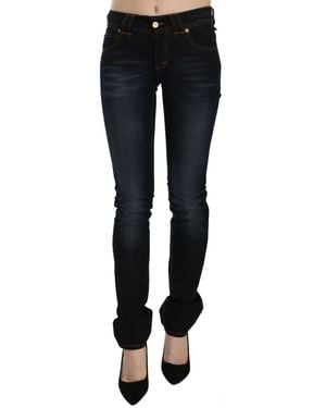 John Galliano Dark Blue Mid Waist Slim Fit Denim Casual Trousers Jeans - Black