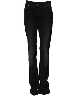 John Galliano Black Cotton Mid Waist Tapered Denim Jeans