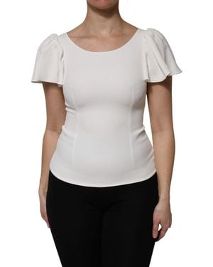 Dolce & Gabbana White Viscose Round Neck Short Sleeves Top