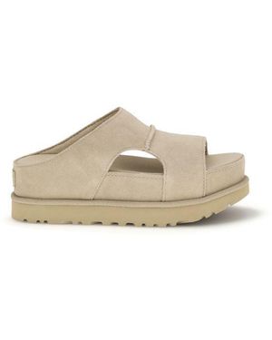 UGG Beige Calf Leather Bos Taurus Platform Sandals - Natural