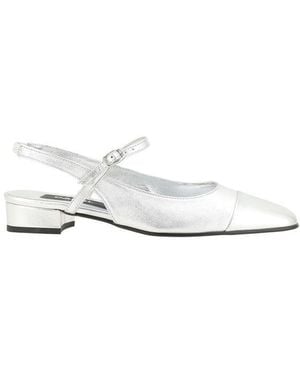 CAREL PARIS Silver Calf Leather Bos Taurus Platform Loafers - White