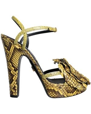 Dolce & Gabbana Exotic Leather Ankle Strap Heels Sandals Shoes - Metallic