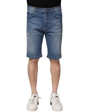 Dolce & Gabbana Blue Cotton Stretch Men Denim Bermuda Shorts