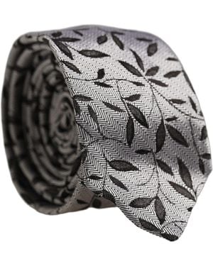 Dolce & Gabbana Silk Leaf Pattern Adjustable 'Sd Neckmen's Tie - Gray