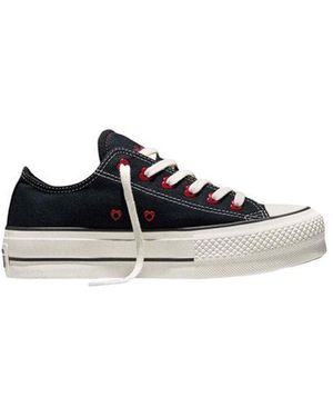 Converse Black Fabric Platform Trainers