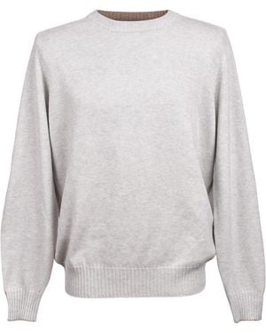 Brunello Cucinelli Bicolour Cashmere Jumper - Grey