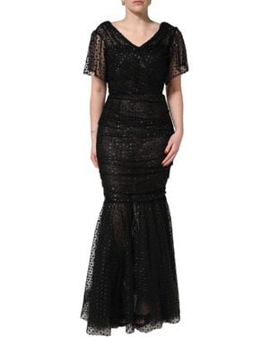 Dolce & Gabbana Black Sequinned Mermaid Evening Gown Dress