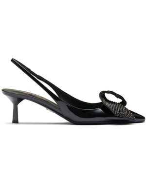 Prada Patent Leather Slingback Pumps - Black