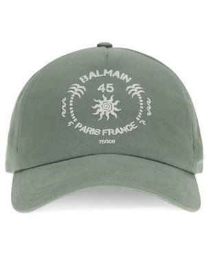 Balmain Bicolour Cotton Cap (baseball Hat) - Green