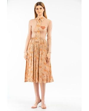 Elisabetta Franchi Beige Wool Casual Dress - Metallic