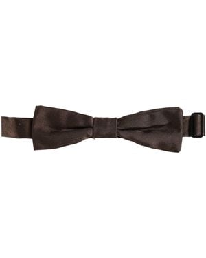 Dolce & Gabbana Men Brown 100% Silk Adjustable Neck Papillon Bow Tie - Multicolour