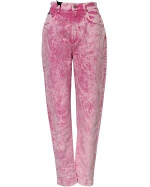 Dolce & Gabbana Pink Tie Dye High Waist Tapered Denim Jeans