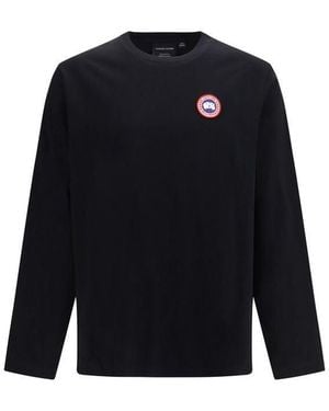 Canada Goose Black Cotton Long Sleeve T - Blue