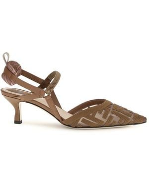 Fendi Brown Polyamide Mid Heel Court Shoes