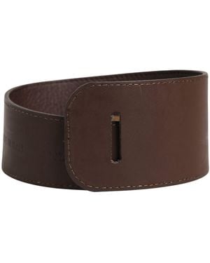Gianfranco Ferré Brown Genuine Leather Logo Wide Waist Belt