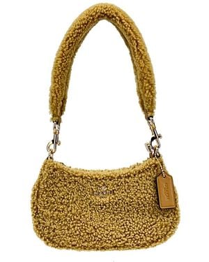 COACH Teri Mini Shearling Fur Crossbody Bag - Black