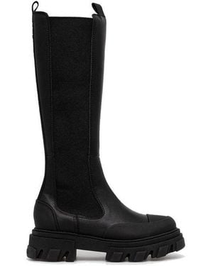 Ganni Cleated High Chelsea Boots - Black