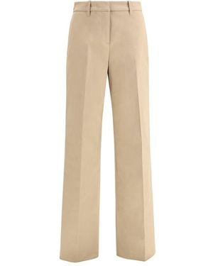 True Royal Beige Cotton Casual Trousers - Natural