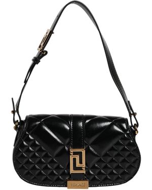 Versace Black Calf Leather Quilted Shoulder Strap Bag