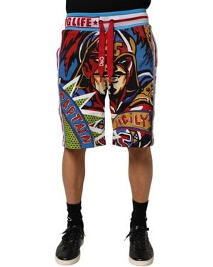 Dolce & Gabbana Multicolour Captain Sicily Men Bermuda Shorts