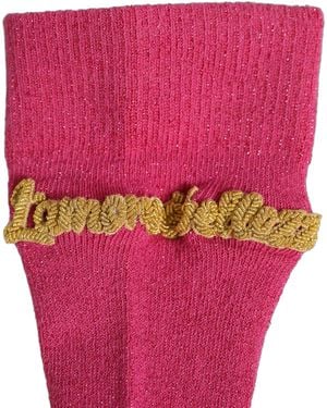 Dolce & Gabbana Pink Embroidered Cotton Mid Calf Accessory Socks