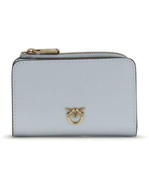 Pinko Blue Calf Leather Bos Taurus Wallet - Gray