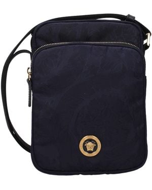 Versace Fabric Crossbody Bag - Blue