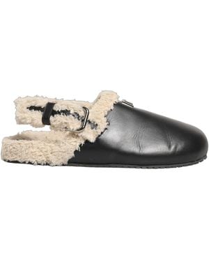 Dolce & Gabbana Beige Black Fur Shearling Slides Sandals Shoes - Multicolour