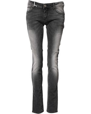 Acht Dark Grey Cotton Slim Fit Denim Low Waist Denim Jeans