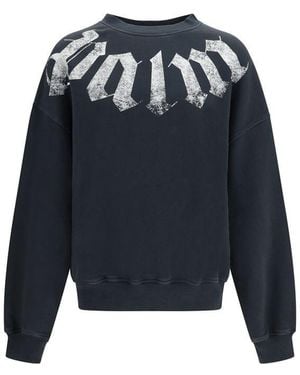 Palm Angels Black Cotton Sweatshirt - Blue