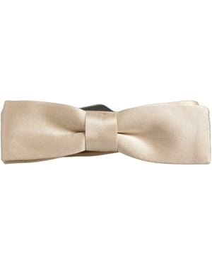 Dolce & Gabbana Silk Adjustable Neck Papillon Bow Tie - Natural