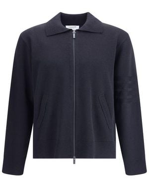 Thom Browne Double Face Full Zip Up Cardigan In Meri - Blue