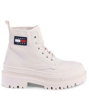 Tommy Hilfiger Recycled Cotton Lace-Up Boots - White