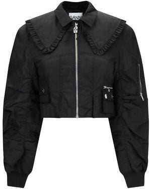 Ganni Duchesse Bomber Jacket - Black