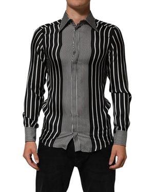 Dolce & Gabbana Black White Stripes Men Martini Dress Shirt